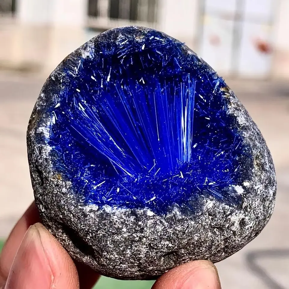 Blue Geode iron ore Phosphorus Magnesium Mine Crystal,Flash Royalblue Geode Mineral Specimen Energy Gemstone Crystal Collectors