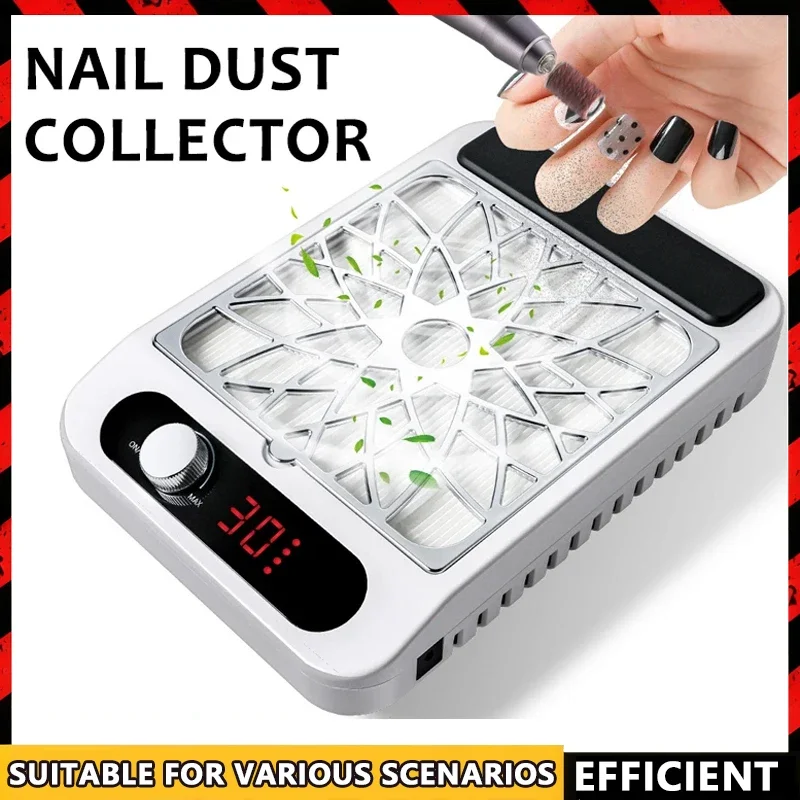 

Powerful Nail Dust Vacuum Collector Professional Nail Dust Extractor With Reusable Filter Manicure Equipment Adjustable Speed