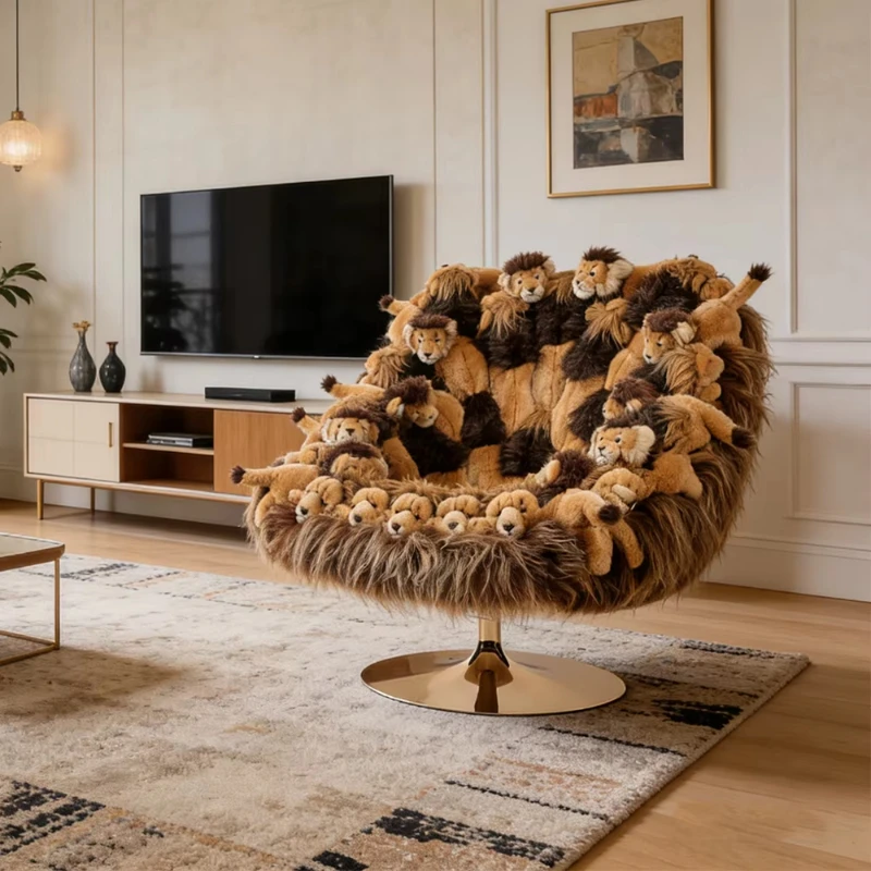 Fur Animal Armchair Soft Padded Lazy Sofa