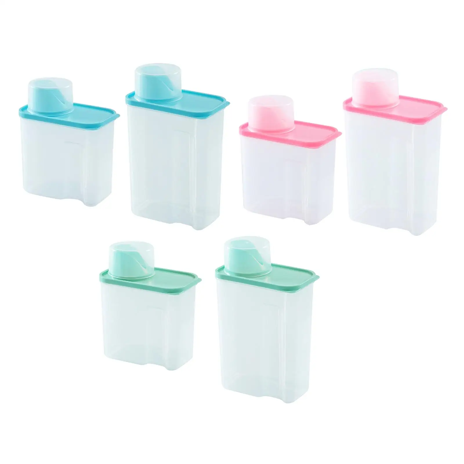 Washing Powder Storage Box Airtight Clear with Measuring Cup Small Storage Bin Laundry Powder Bin for Cabinet Cupboard