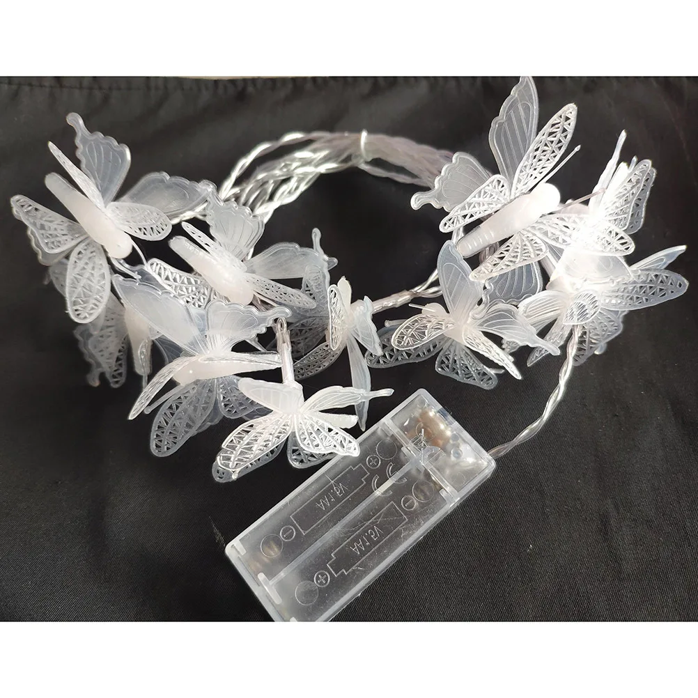 فراشة سلسلة الدافئة الأبيض Led الجنية أضواء للمنزل حديقة حفل زفاف الديكور الشريحة تعمل أضواء الحفلات #3