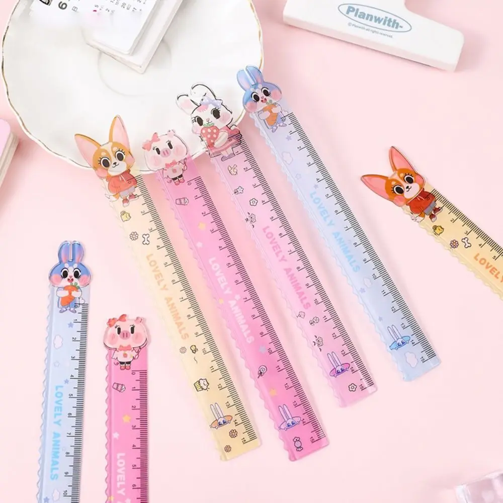 Kawaii Plastic Straight Ruler Rabbit Planner Accessories Ruler School Office Supplies Drawing Tools