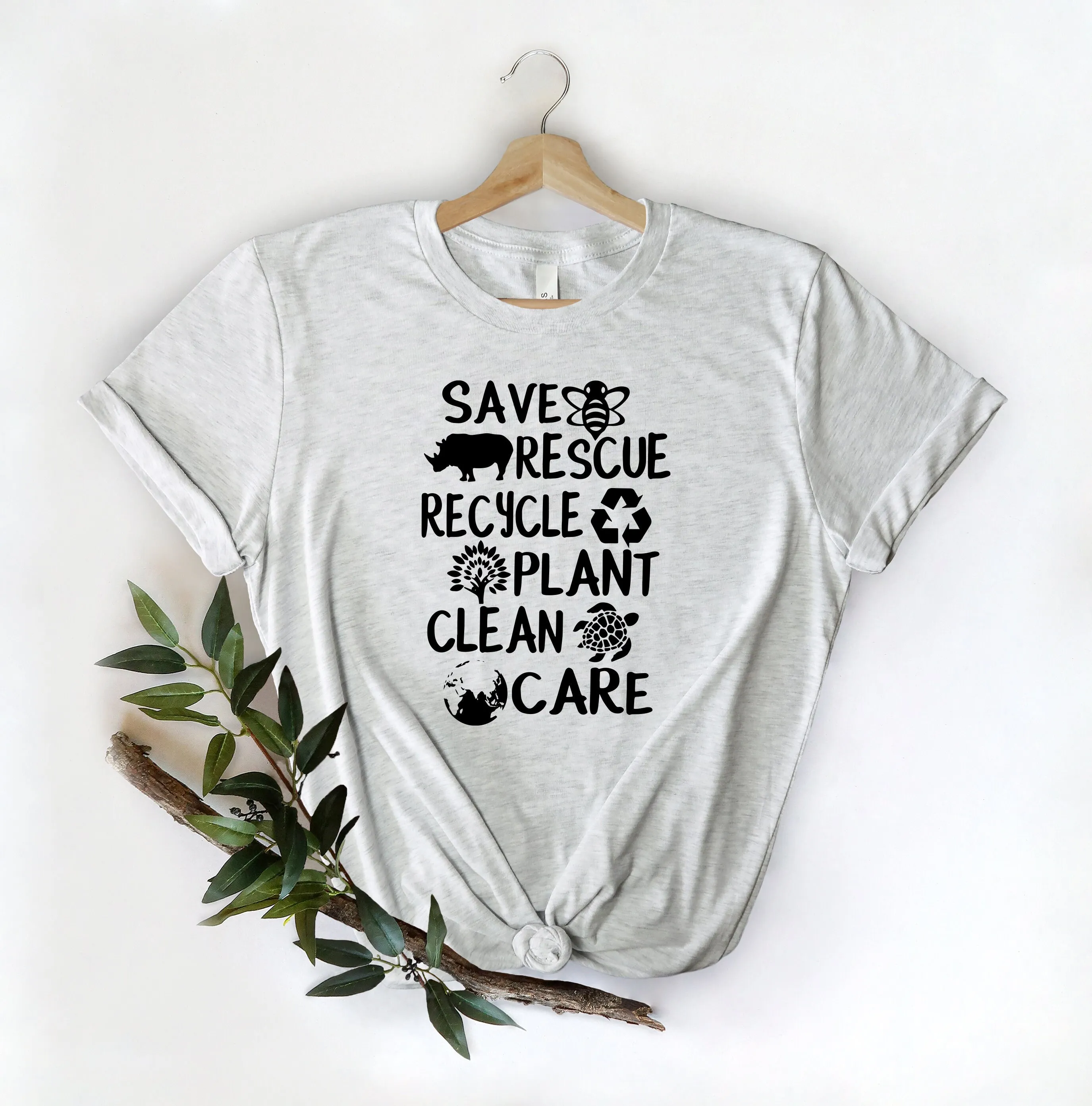 Save The Bees Clean Ocean T Shirt Plant More Trees Environment Planet Lovers Recycle Mother'S Day Idea