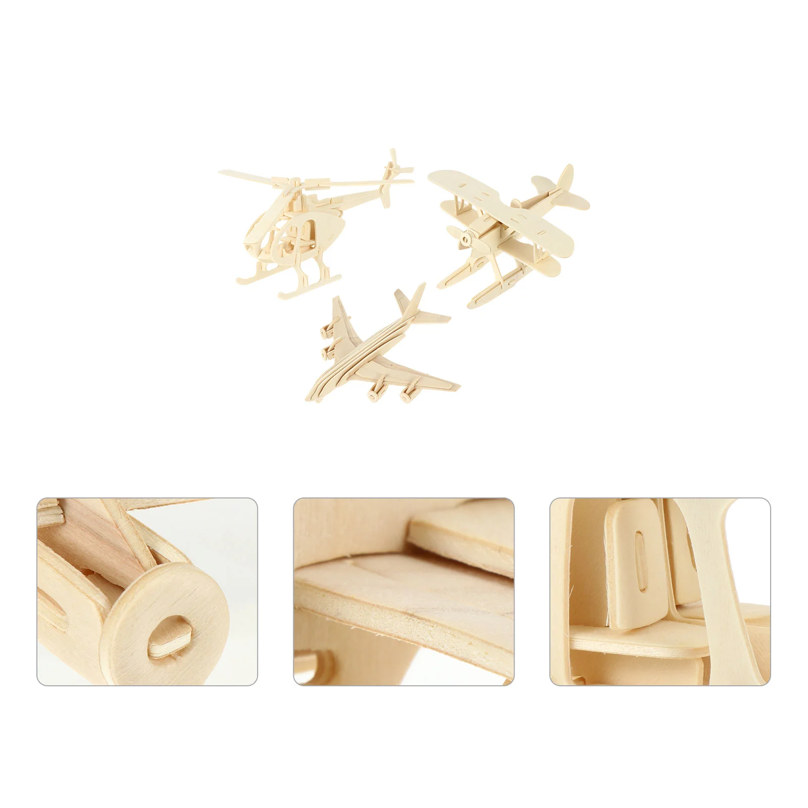 Airplane Model Aircraft Kit Educational Toys 3D Puzzles Kids Three-dimensional Wood Children