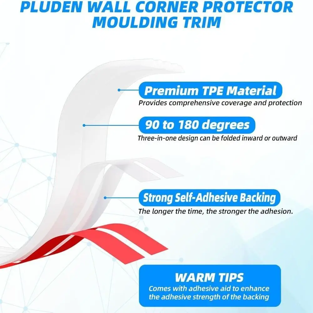 3 Meters Corner Moulding Trim Anti Collision Safety Proofing Self Adhesive PVC Wall Corner Protector Inside Outside