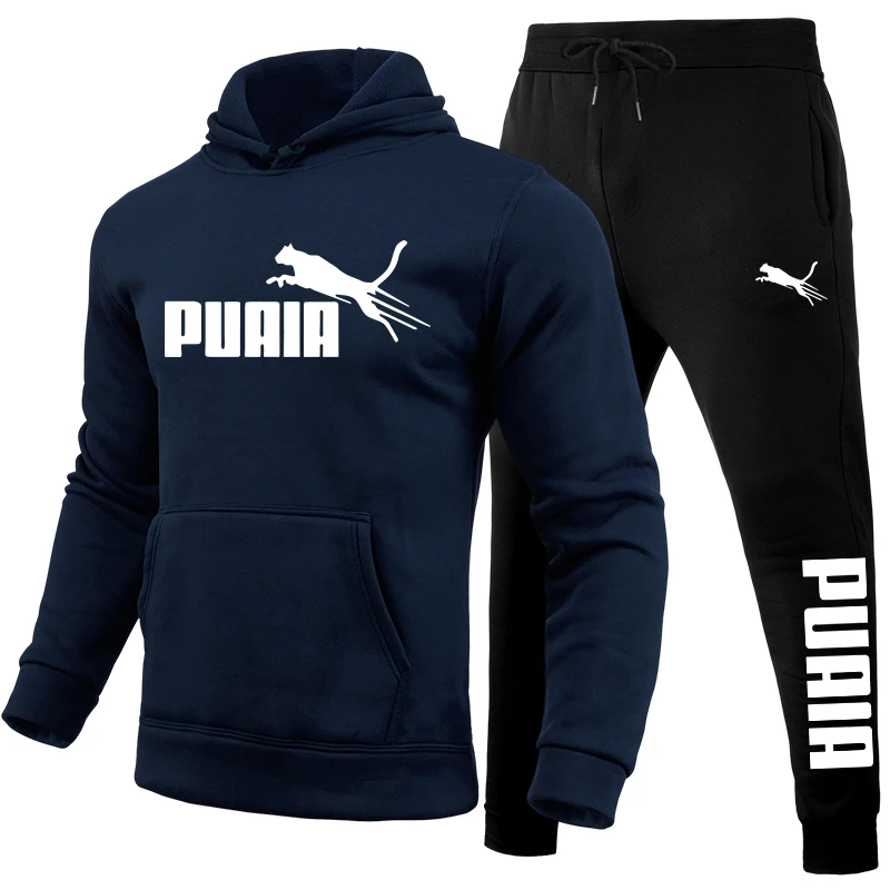 Herren-Set/Hoodie/Hose Herbst Winter Täglicher Freizeit-Sportanzug für Zuhause und Draußen Komfortabler Warmer Kapuzenpullover und Jogginghose – Detail 4