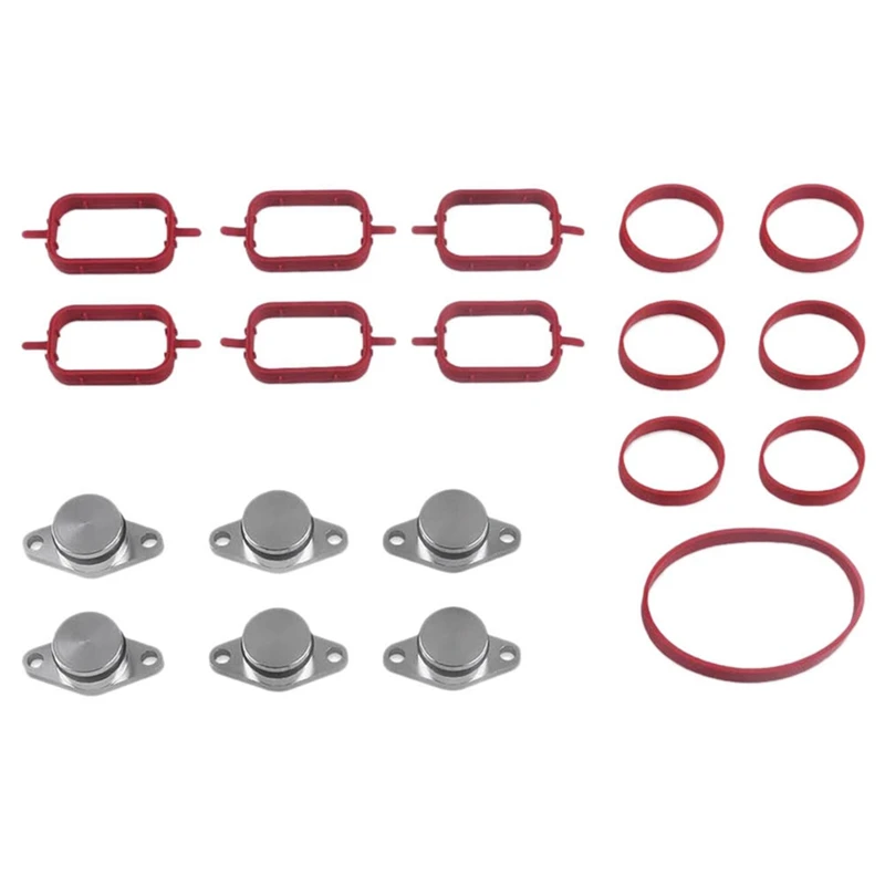 19PCS Car Intake Manifold Blind Plugs&Gasket Kit 11612246945 For BMW 525D 530D 535D X3 X5 X6 M47 M57N Elring 1617790198 Parts