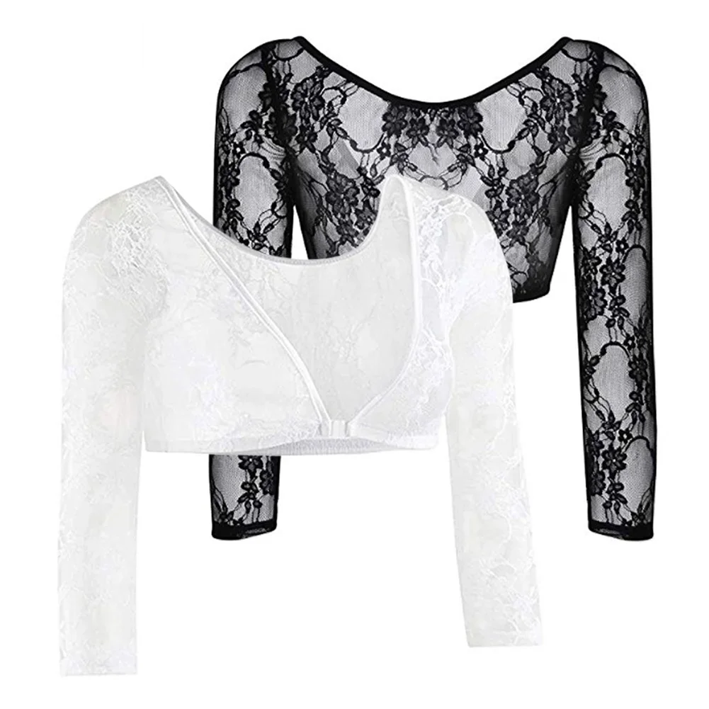 Sexy Women Tops clothes Long Sleeve Floral Lace Vintage Dress Women\'s Shrug Bolero Cardigan Slim Lace Jacket Tops See-trough