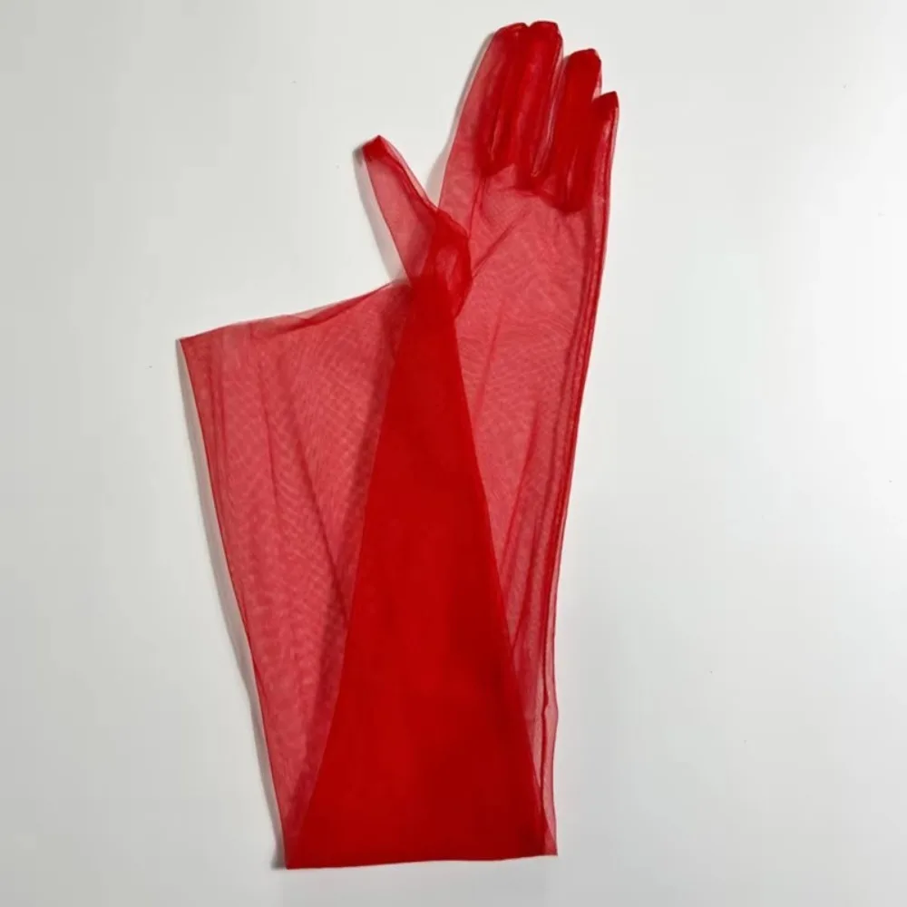 Fashion 70cm Long Sheer Gloves Ultra Thin Stretchy Mesh Elbow Gloves Wedding Bride Gloves Party Dress
