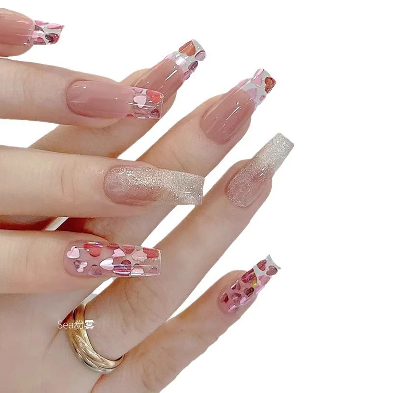 رقعة فنية لاصقة لتزيين الأظافر الوردية على شكل نجمة فور ستار لوف ستار فتاة وردية لامعة #3