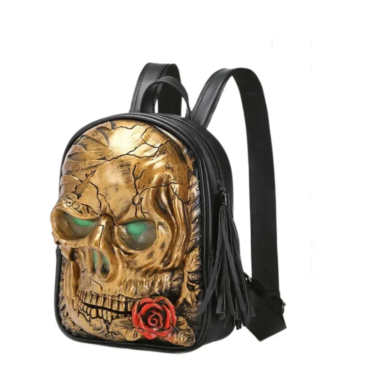 

Рюкзак из искусственной кожи с 3D черепом для подростков и взрослых | Готическая дорожная сумка унисекс, школьный рюкзак для мальчиков и девочек