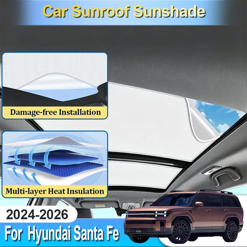 

Sunroof Sunshade For Hyundai Santa Fe MK5 MX5 Accesories 2024 2025 2026 Window Sun Cover Blocker Car Tool Foldable Electrostatic