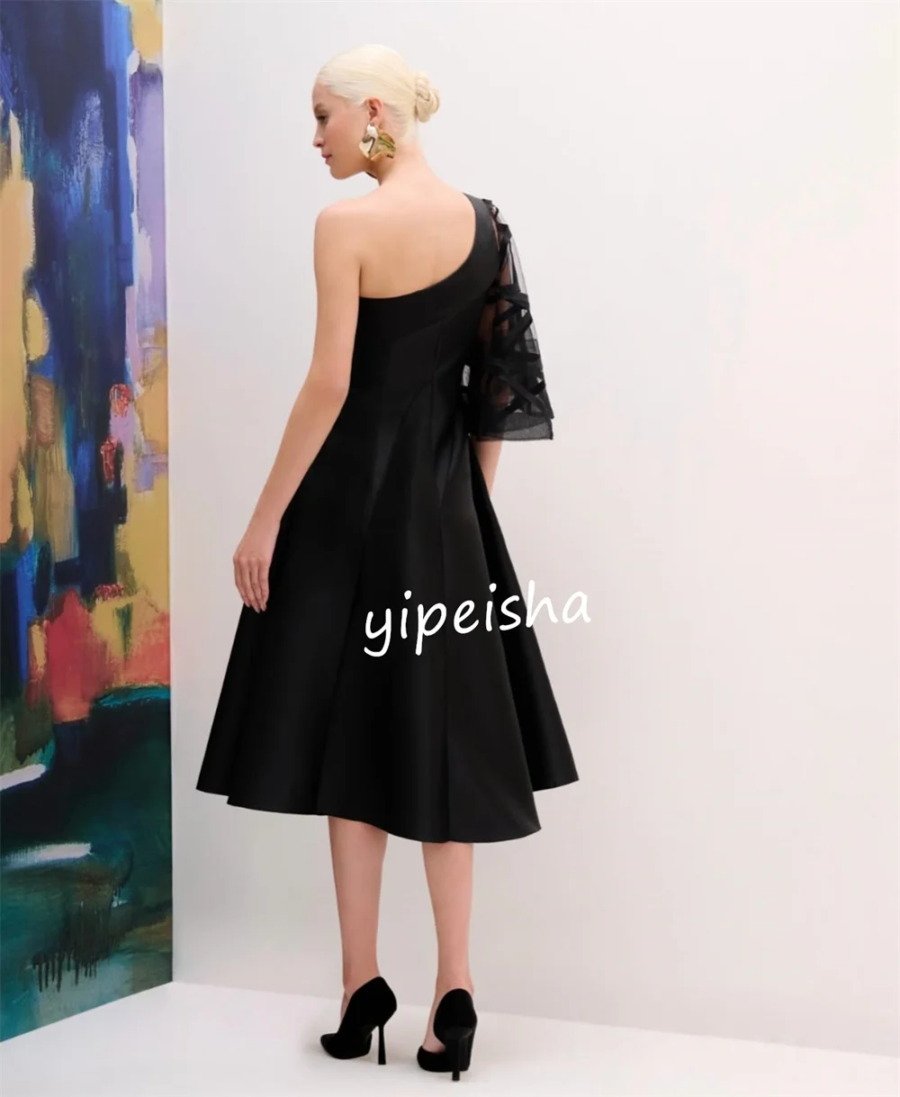 Customized High Quality Pleat A-line One-shoulder Knee Length Dresses Cocktail Dresses Chinese Style Exquisite Sizes Available M