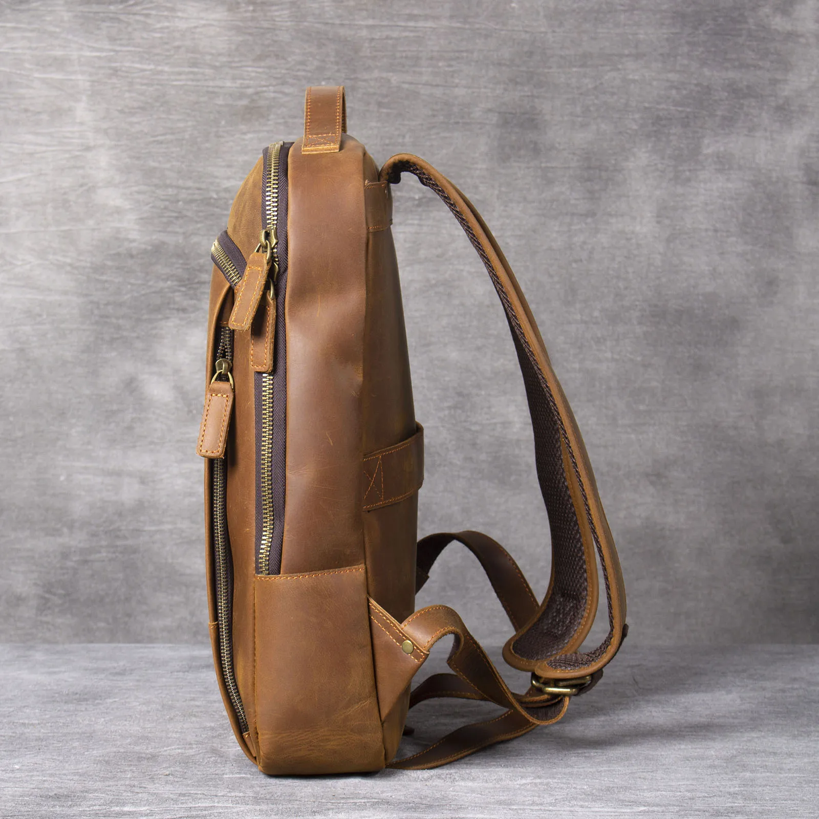 S.WORKER Vintage Echtleder-Rucksack 16“ Laptop-Tasche Crazy-Horse-Leder Schultasche Outdoor-Reise-Weekender-Schultertasche – Detail 18