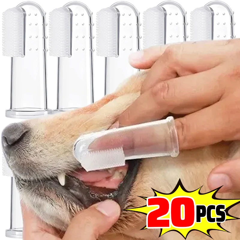 Silicone Soft Pet Finger Cuff Toothbrushes Dog Brush Bad Breath Tartar Teeth Care Tool Cat Cleaning Scrub Silicagel Pet Supplies