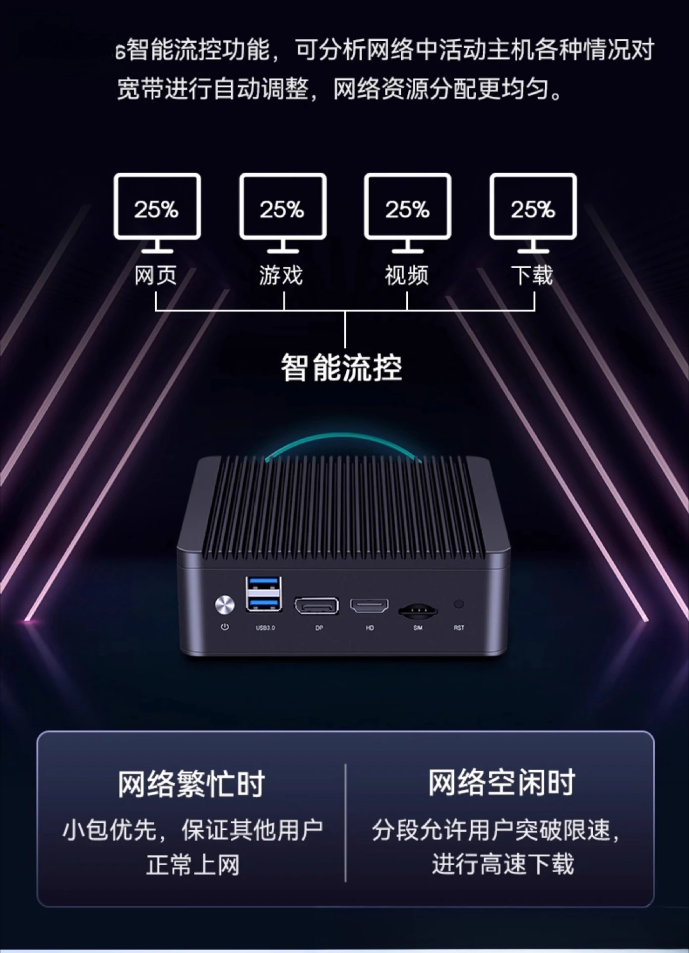 Four network port computer host 4USB quad-core J4125/N4000 mini industrial control host