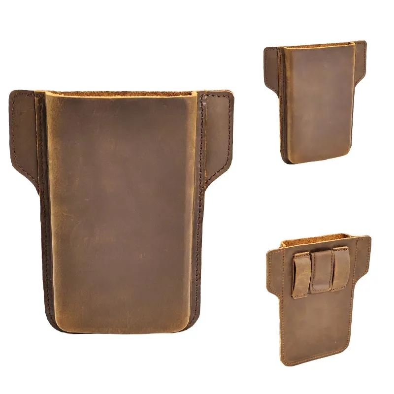 1PCTop Layer Cowhide Men's Mobile Phone Protective Case, Made of High-Quality Genuine Leather Material, Casual Mobile Phone Bag