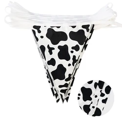10m Cow Print Pennant Banners Cotton Bunting for Birthday Party Supplies Farm Animal Theme Western Cowboy Party DIY Decoration