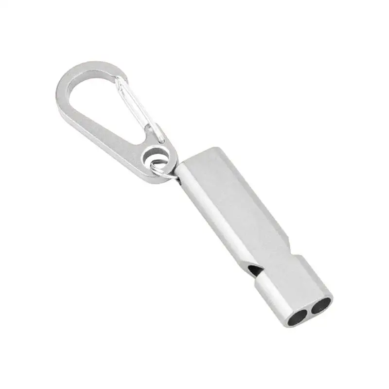 Loud Crisp Sound Whistle Double Tube Metal Survival Whistle Outdoor Safety Whistle Portable Camping Whistle For Camping Hiking