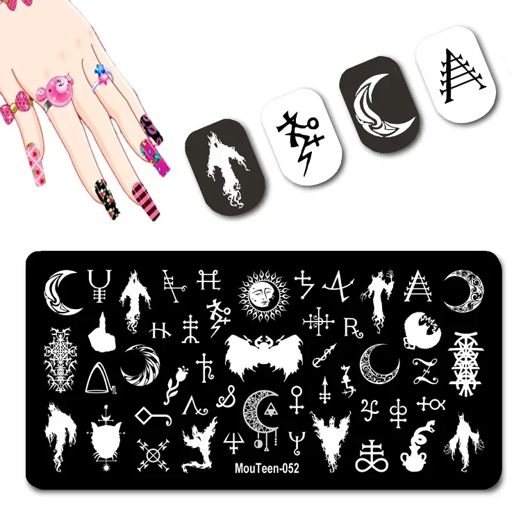 Mouteen New Terrorist Character Stamping Plate  Sun People Nail Stencil Gothic Graphic Nail Art  Stamping Plate #052