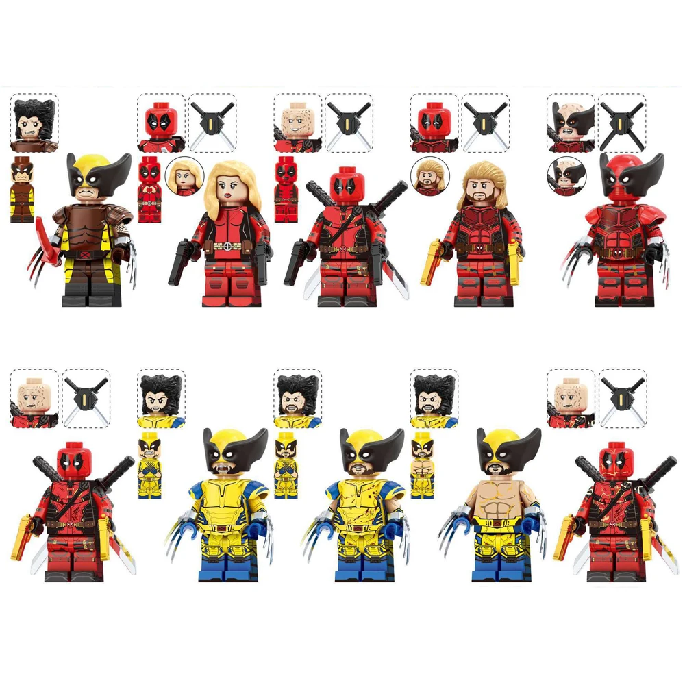 Marvel Wolverine Deadpool Building Blocks Super Heroes Famous Popular Film Comic Figures Mini Assembled Model Toys Children Gift