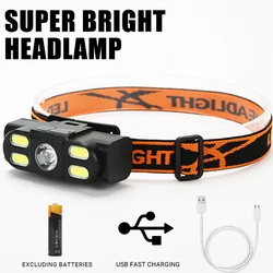 COB Headlights Long Endurance Outdoor Camping Night Running LED Rechargeable Head Mounted Floodlight Super Bright Flashlight