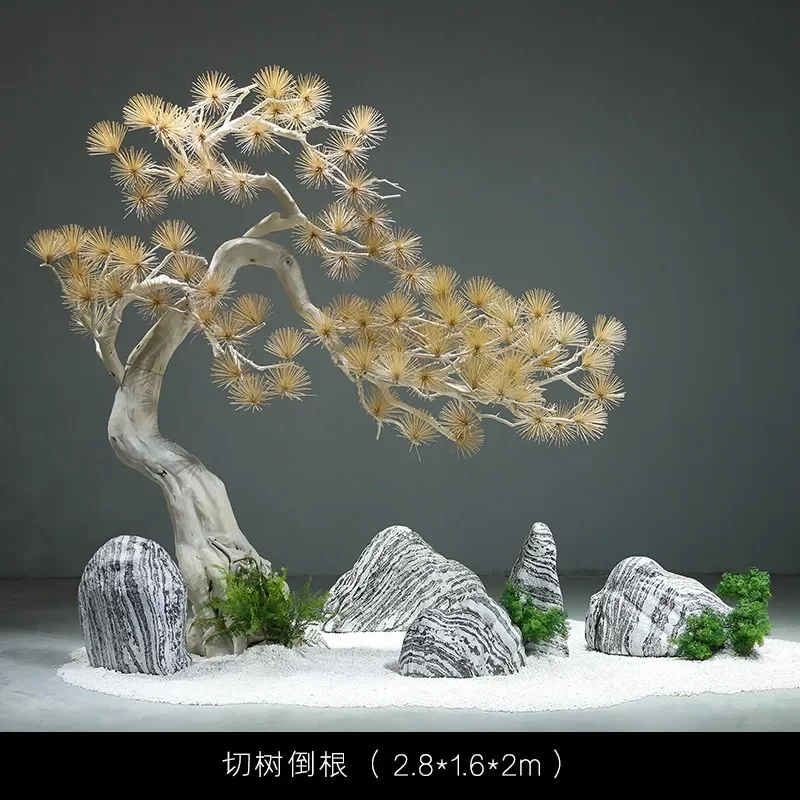 

Welcome Pine Arhat Snow Pine Landscaping Decoration Indoor Hotel Club Entrance Landscape Fake Trees Ornaments