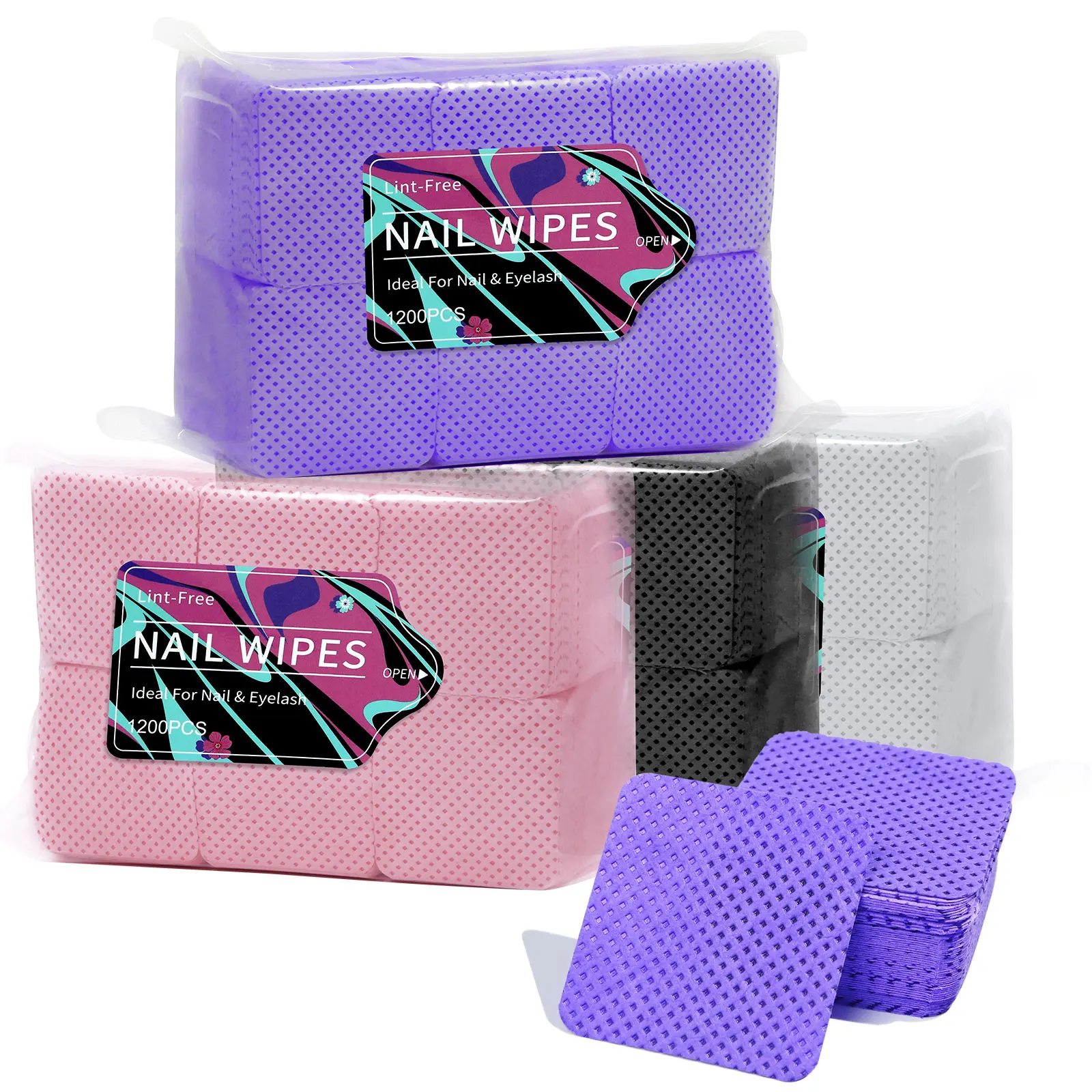 1200pcs Lint ฟรีเล็บ Remover ผ้าเช็ดทําความสะอาดเล็บแผ่นทําความสะอาด,ไม่ทอเล็บสําหรับหญิงสาว Beauty Salon