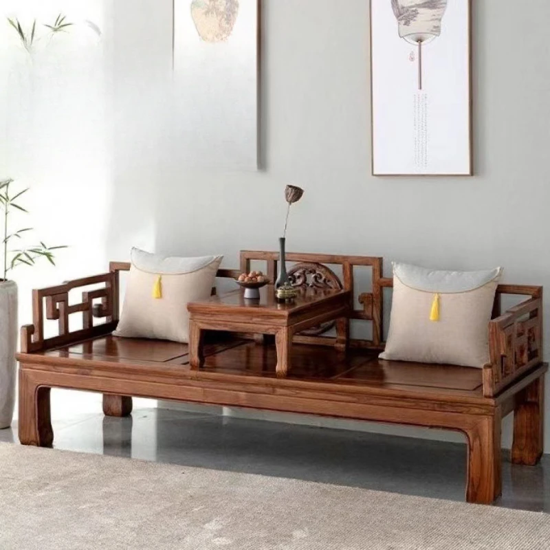 

Simple new Chinese sofa old elm hotel teahouse bed and breakfast antique furniture zen bed