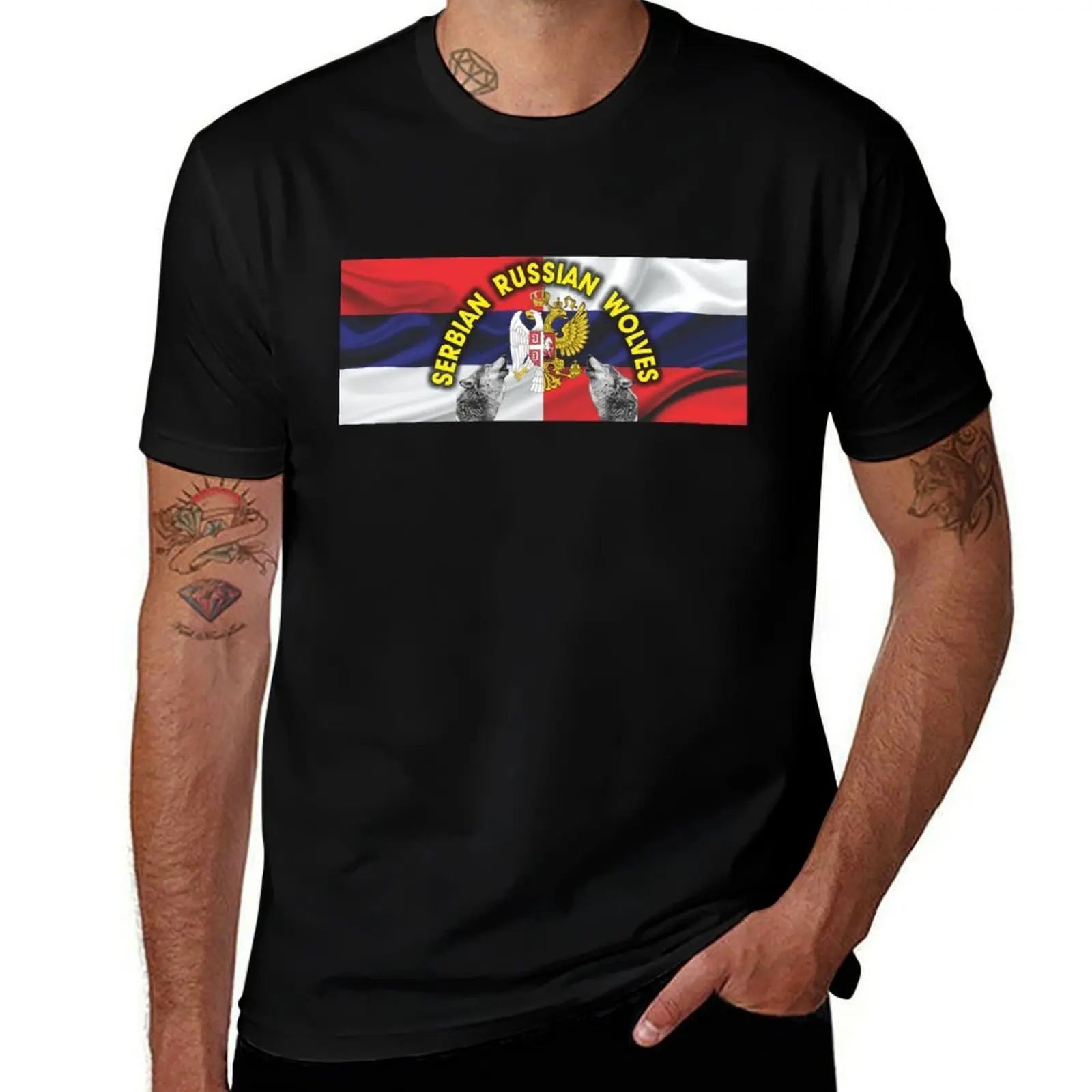 

Russia WOLVES Serbia T-Shirt Fashion Pattern Printed Tee Shirt