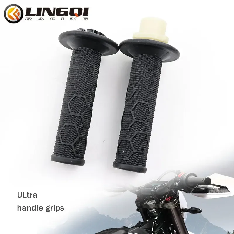 LINGQI Ultra Bee Handlebar Pit Dirt Bike Throttle Handle Bar Grip Cover Rubber for Most Motorcycle Electric Scooter Accessories
