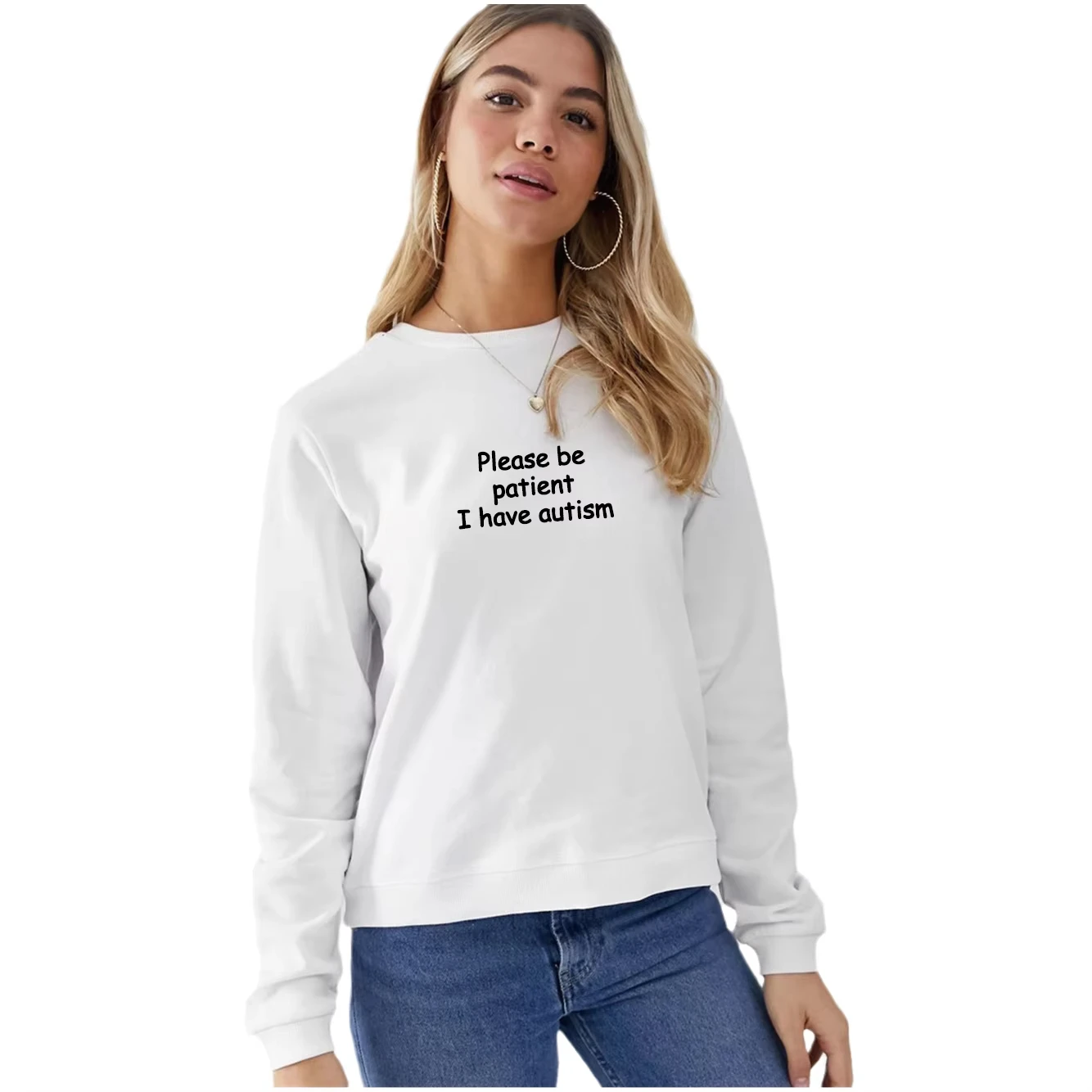 

Autumn Style Unisex Sweatshirts Knitted Please Be Patient I Have Autism New Fashion Spring Hoody Cotton Unisex Black Tops S-3XL