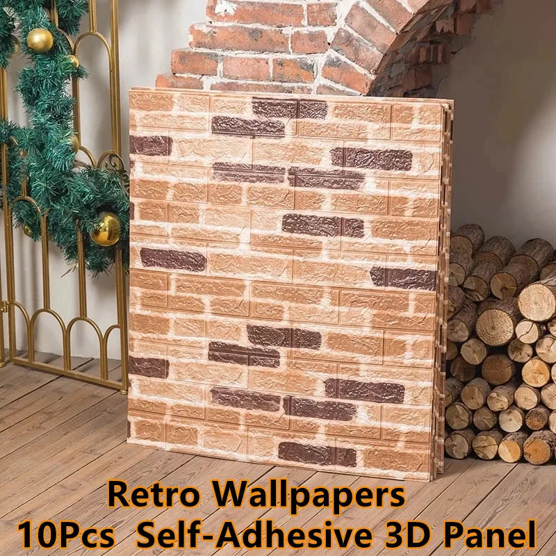 

Self Adhesive 3D Foam Panel Wallpaper Waterproof Brick Wall Living Room Brick Stickers Bedroom Kid Room Home Luxury Decor