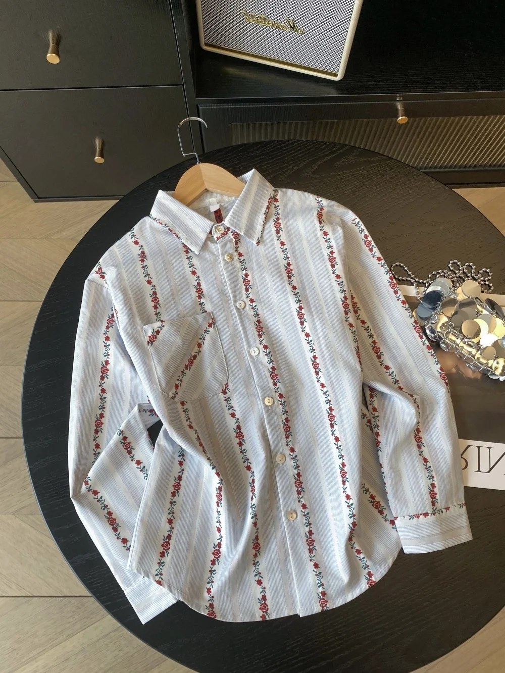 Casual Sle Long Sve irt Stampa floreale da donna Commute Friendly Versatile Primavera Autunno Stagione Abbigliamento casual