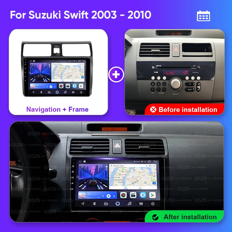 QSZN For Suzuki Swift 2003 - 2010 Android 13 Car Radio Multimedia Video Player GPS 4G CarPlay Auto Head Unit Navigation Stereo