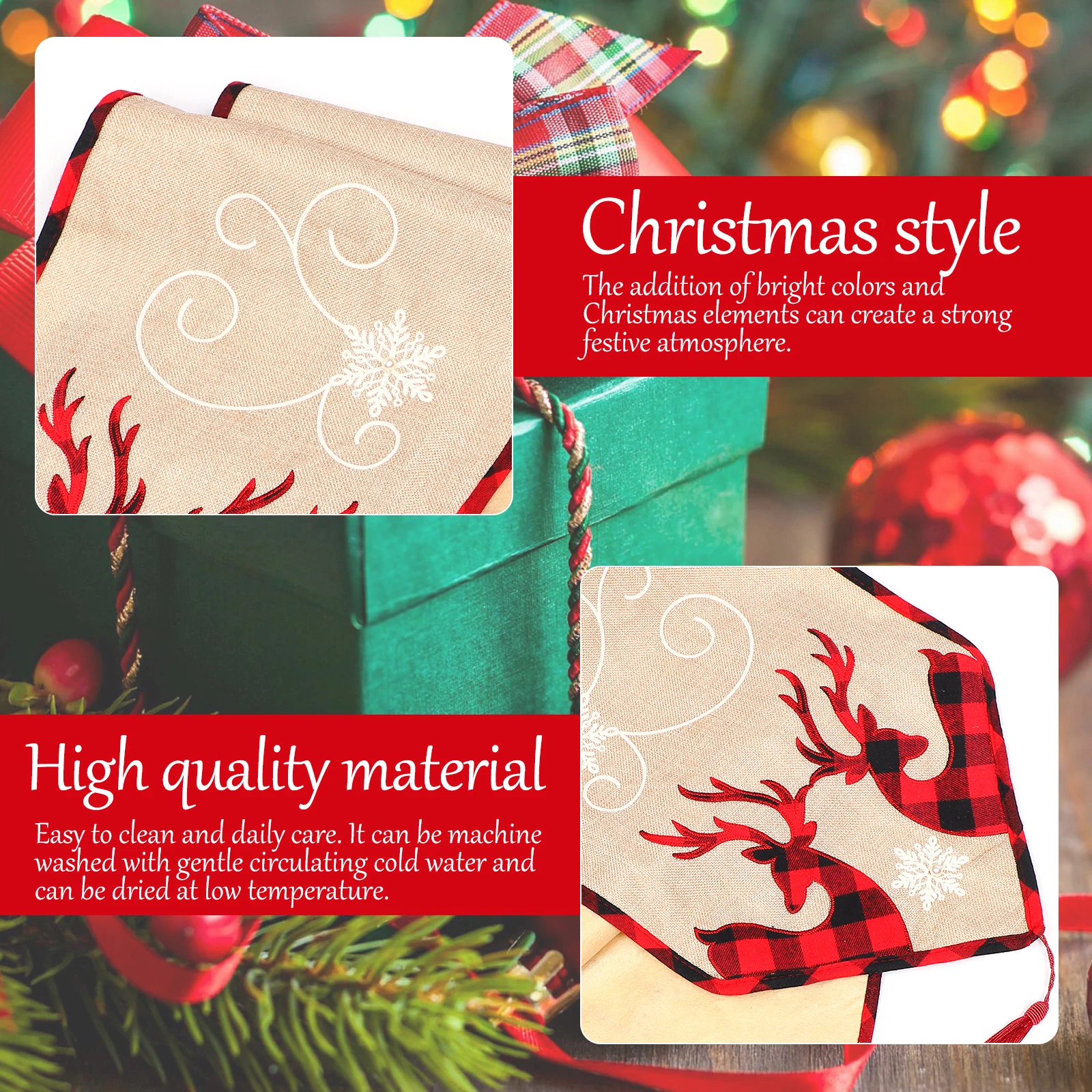 

Charming Christmas Runner Snowflake Design Decorative Tablecloth For Home Holiday Decoration Xmas Cloth Table Cover