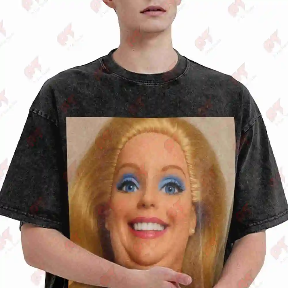 Doll Face Creepy Smile Weird Meme Uncanny Valley Vintage Washed Tee Pure Cotton T-Shirt