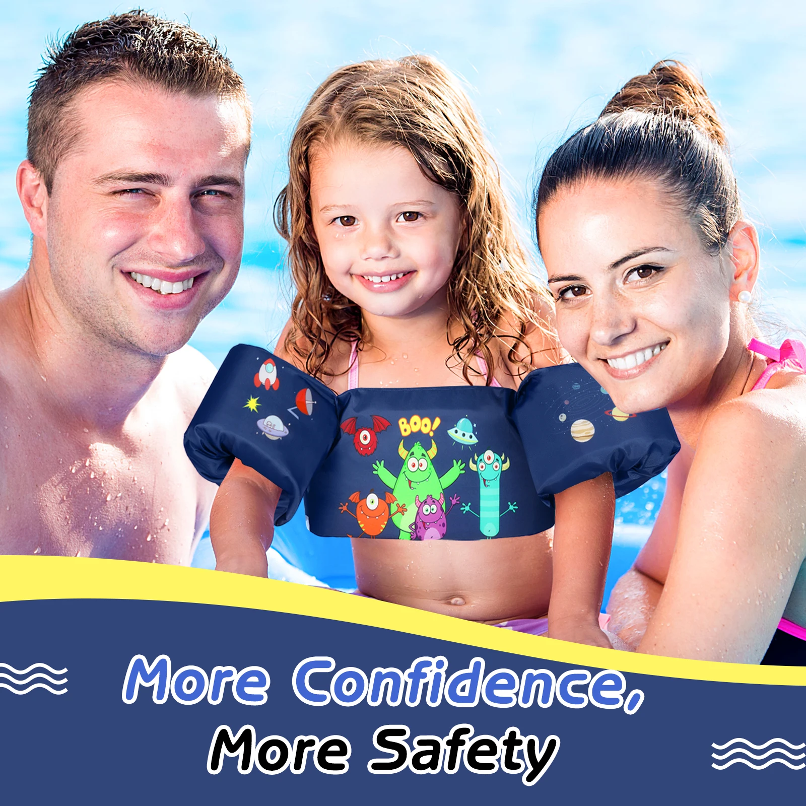 Baby Float Cartoon Arm Sleeve Life Jacket Swimsuit Foam Safety Swimming Training Floating Pool Float Swimming Ring puddle jumper