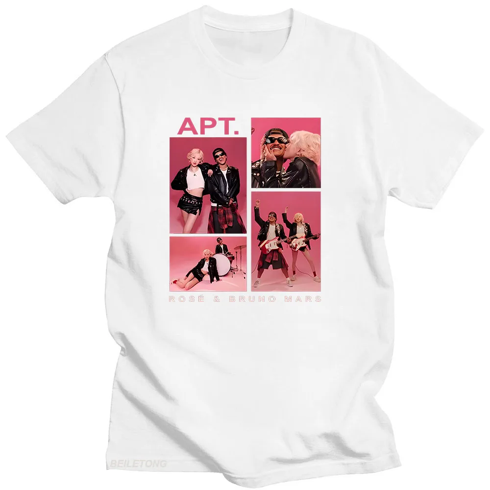APT ROSÉ و برونو المريخ تي شيرت للجنسين زوجين Harajuku الجمالية تي شيرت قصير الأكمام الجولة الرقبة التي شيرت Camisetas فاسق الملابس