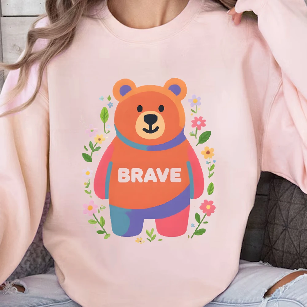 

Cute Cartoon Brown Bear Casual Crewneck Sweatshirt Graphic Fashionable 100% Cotton Hoodie Comfortable Soft Breathable Loose Fit