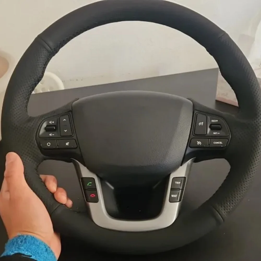 Custom Car Steering Wheel Braid Cover 2011 2012 2013 2014 Funda Volante Black Microfiber Leather Car Interior For KIA RIO