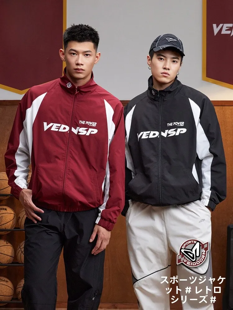 veidoorn-メンズ-スポーツ-ジャケット-カジュアル-アウトドア-ウインドブレーカー-ルーズフィット-バスケットボール-長袖-ポリエステル繊維-スタンドカラー-トップ