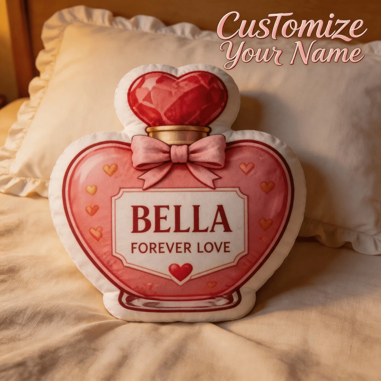Custom Personalized Photo Shaped Pillow, Heart Bottle Design Decorative Cushion, 70CM Large Size Accent Pillow for Sofa & Bedroo