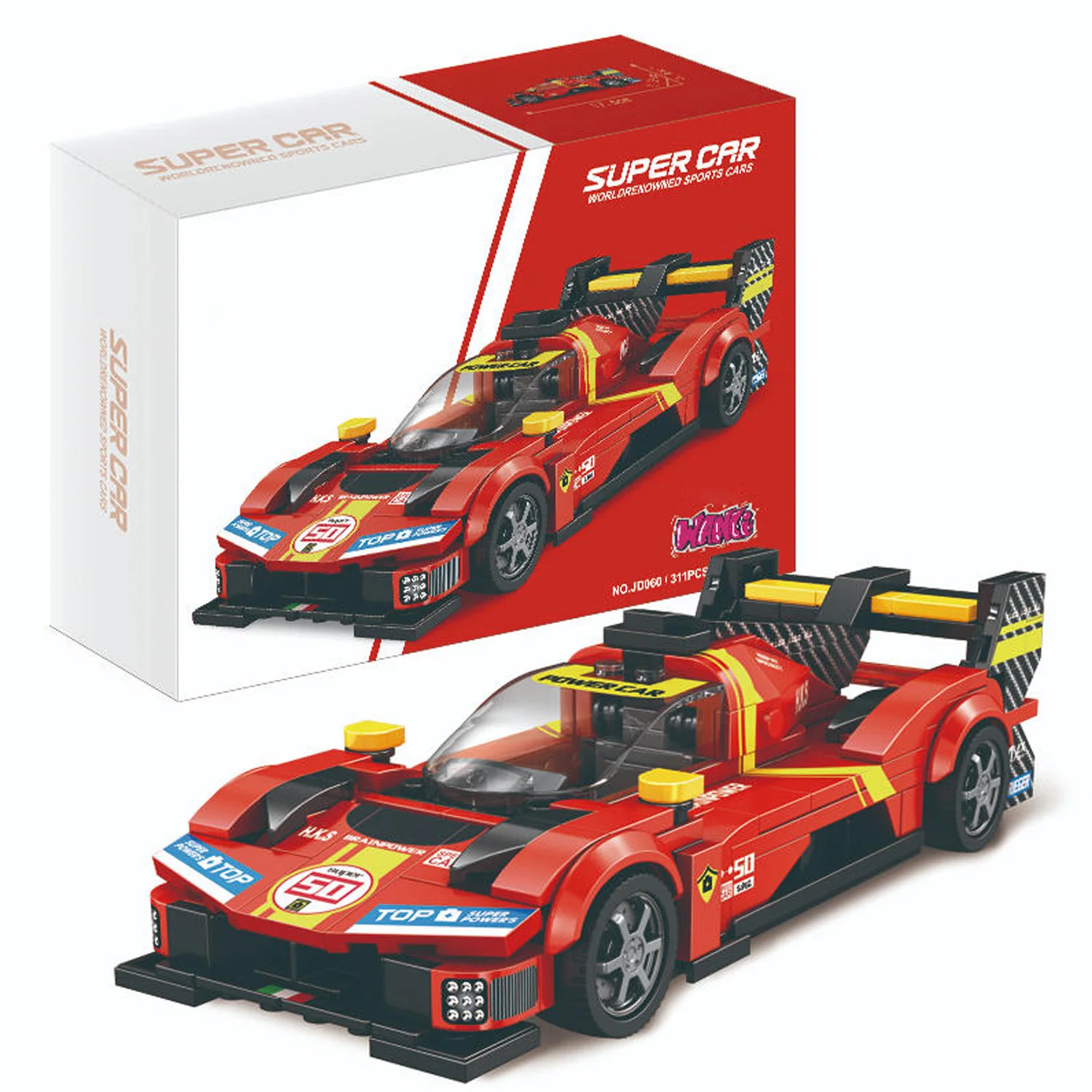Set de Construcción de Auto de Carreras Estilo Le Mans Rojo de 311 Piezas, Modelo de Auto de Carreras de Resistencia a Escala 1:24, Vehículo Coleccionable para Exhibición
