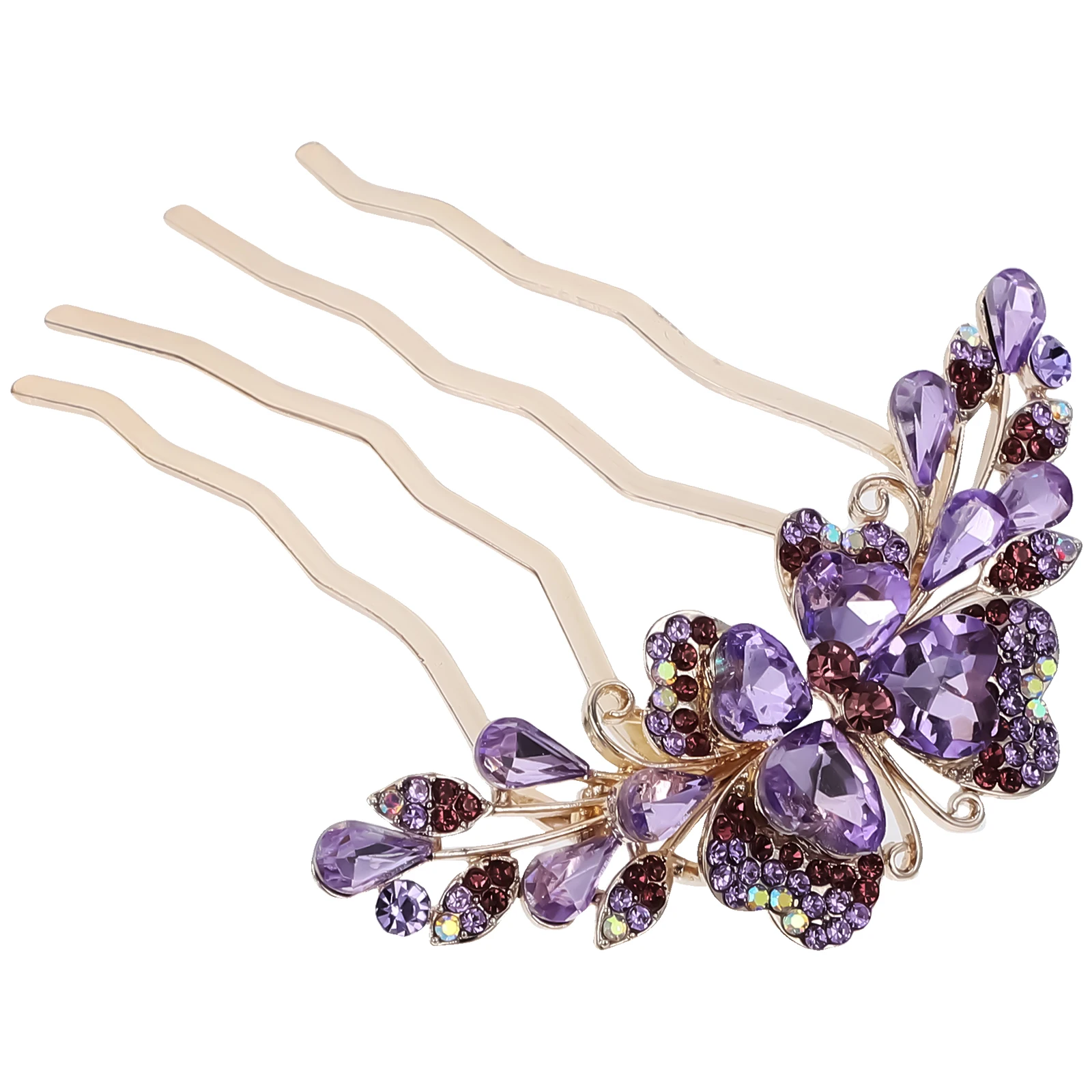 

Rhinestone Hair Comb Clips Purple 4 Teeth Easy Use Durable Wedding Birthday Hair Accessories Decorative Combs For Women