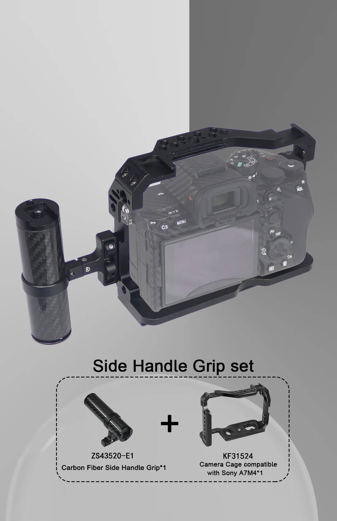 A7M4 A7R4 Kamera Vollkäfig Rig Griff Griff Arca-stil Kalten Schuh Halterung ARRI Ortung für Sony Alpha 7S III IV A7M3 A73 A7R3 A7S3 – Detail 9