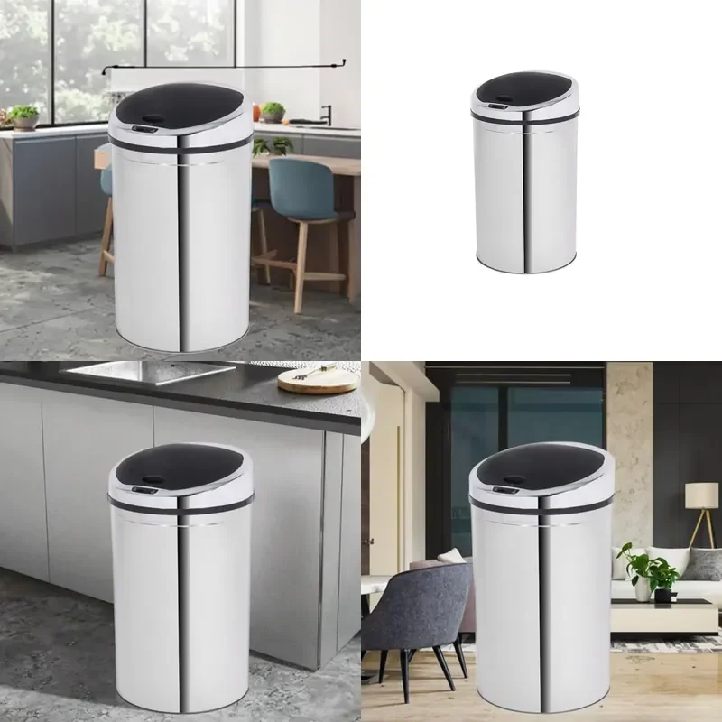 Superior Quality 40-Liter Smart Automatic Stainless Steel Sensor Trash Can Dustbin Waste Bin with Lid for Kitchen or Office