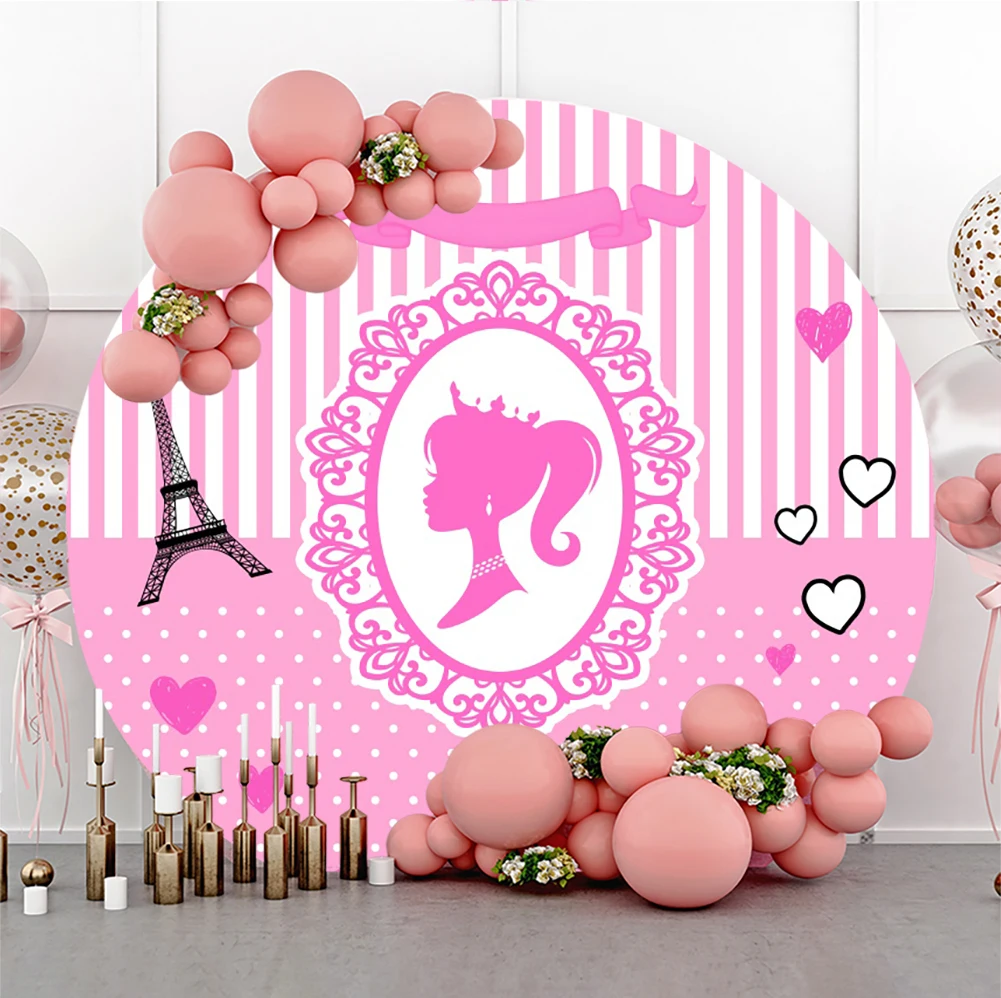 공주 소녀 생일 파티 라운드 배경 커버 뷰티 파티 베이비 샤워 초상화 사용자 정의 사진 배경 스튜디오 소품