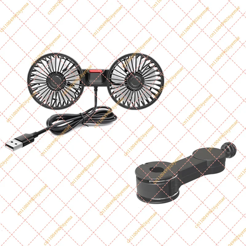 3-Speed Dual Head Car Seat Back Fan 360° Rotation, USB Neck Cooler for Summer Car Accessories