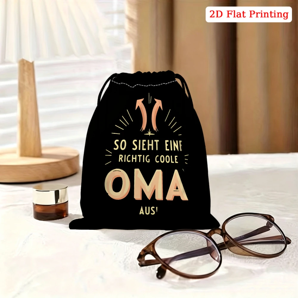 1pc Fashion Drawstring Bag Black So Sieht Eine Richtig Coole Oma Aus Storage Small Pouch Jewelry Glasses Organizer Gift For Gran